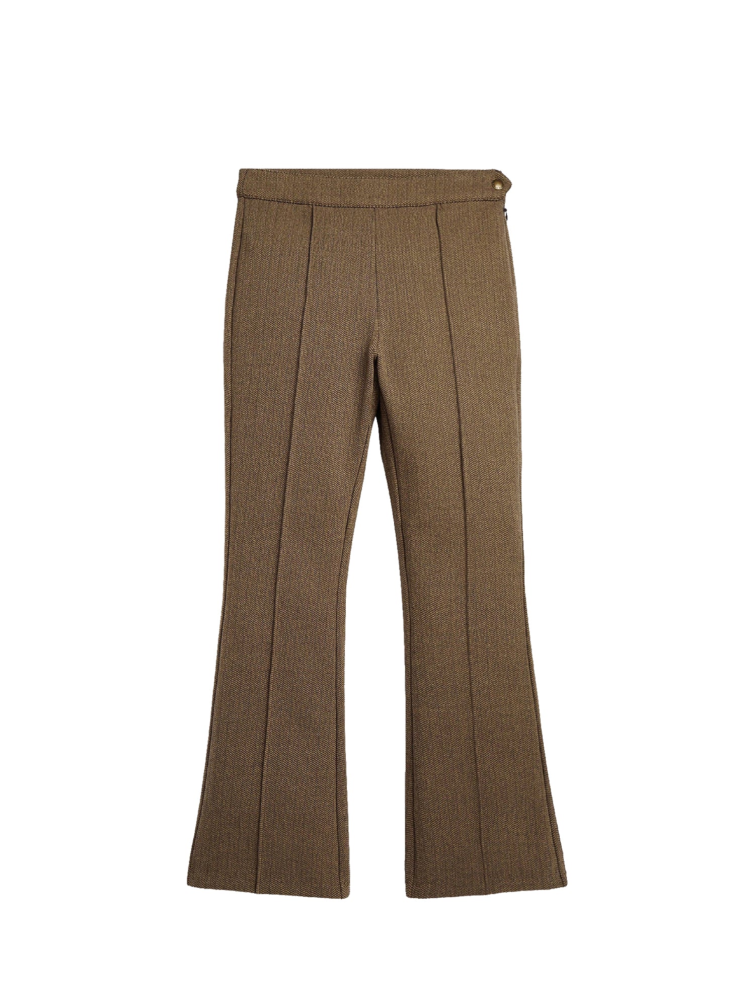 Pantalon flare en jacquard à chevrons - Tan Court Brown