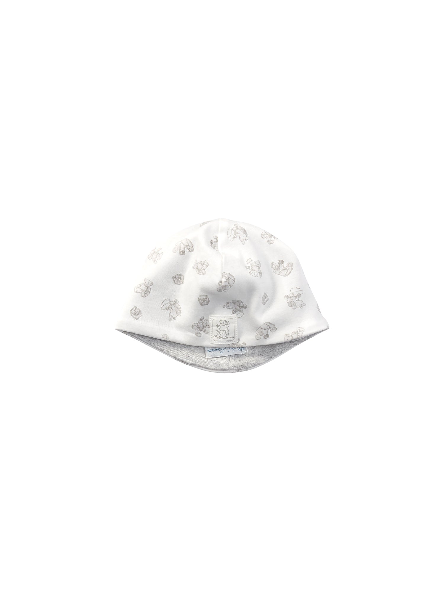 Bonnet réversible motif oursons en coton - Paper White & Multicolore