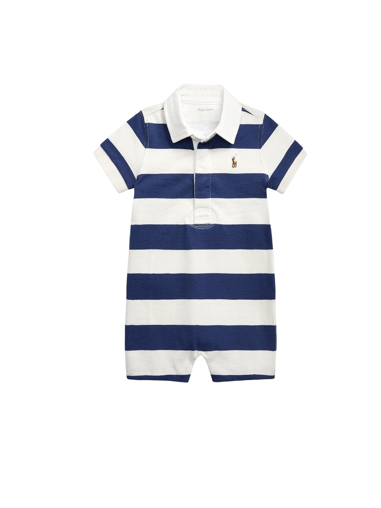 Combishort rugby en coton rayé - Light Navy & Multicolore