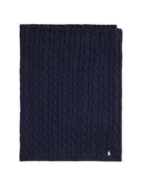 Couverture bébé torsadée en coton - Navy