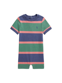 Combishort rayé en jersey de coton - Fairway Green & Multicolore