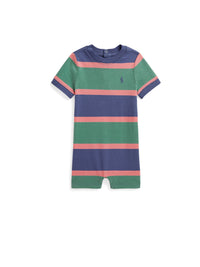 Combishort rayé en jersey de coton - Fairway Green & Multicolore