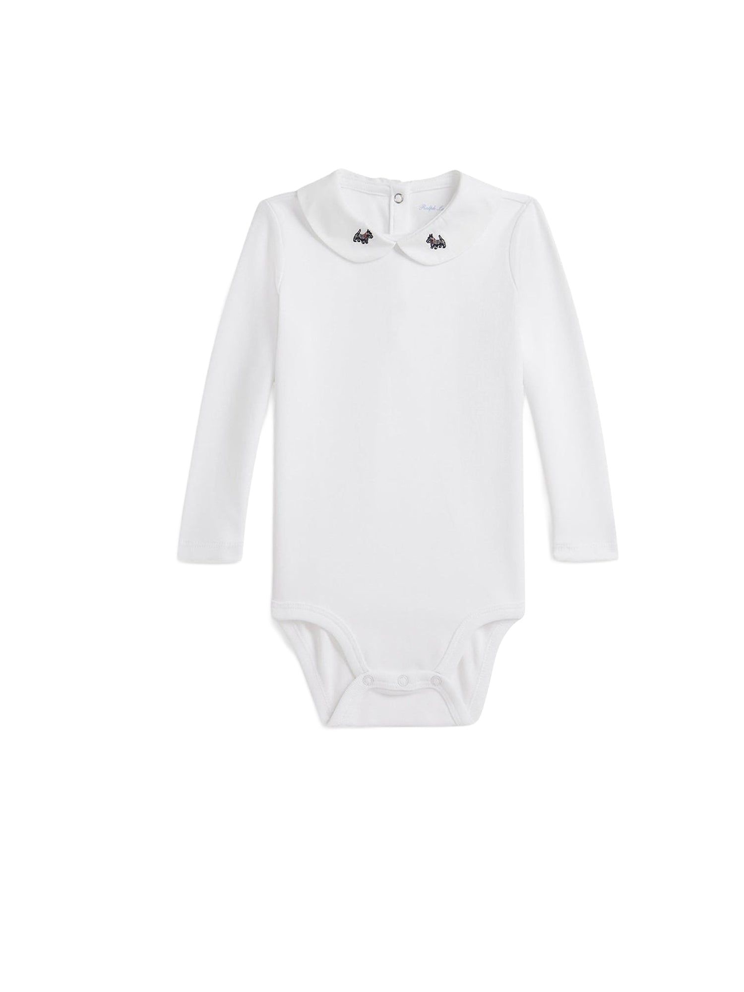 Body à col brodé en coton - White