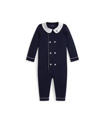 Cotton double-breasted jumpsuit - Refined Navy
