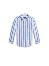 Chemise écossaise en lin - White, Blue & Multicolore