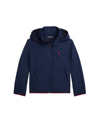 Storable water-repellent hooded jacket - Newport Navy