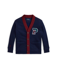 Cardigan universitaire col en V en molleton - Refined Navy