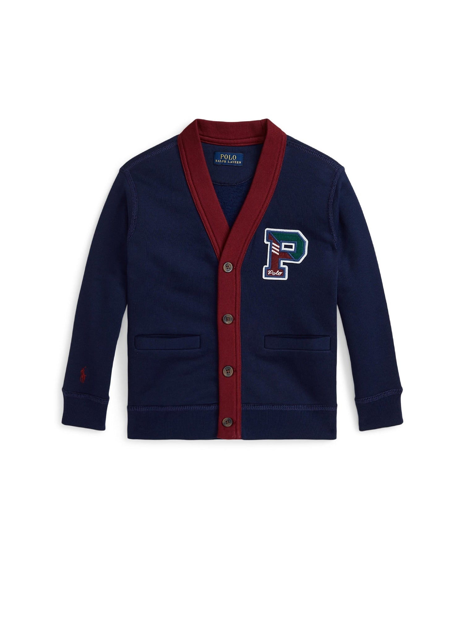 Cardigan universitaire col en V en molleton - Refined Navy