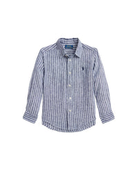 Chemise rayée en lin - Newport Navy & White
