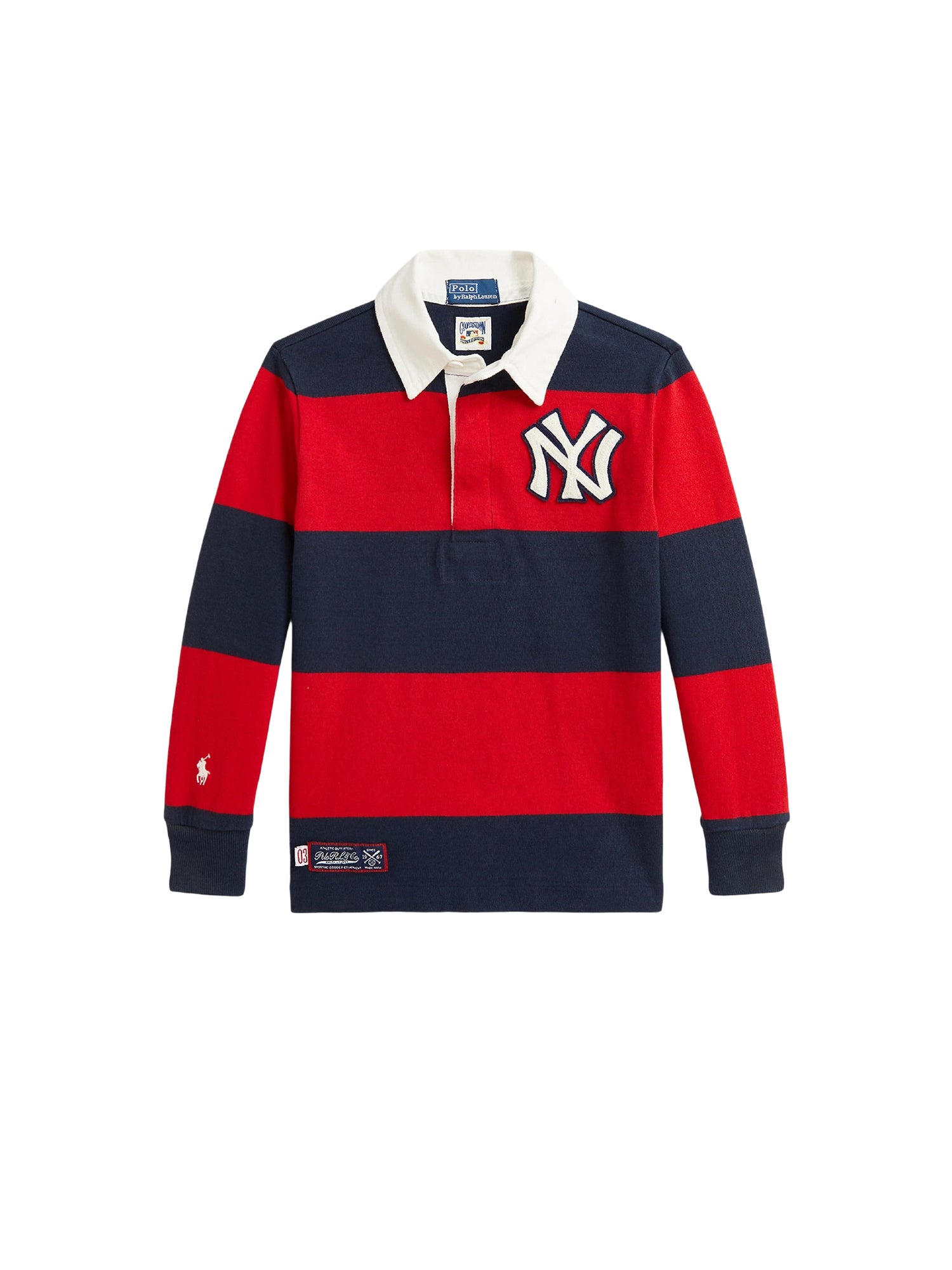 Polo de rugby à col contrastant - Bleu & Rouge