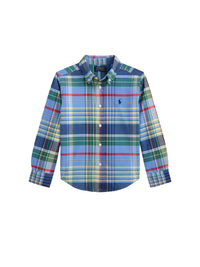 Chemise Oxford écossaise en coton gratté - Blue, Yellow & Multicolore