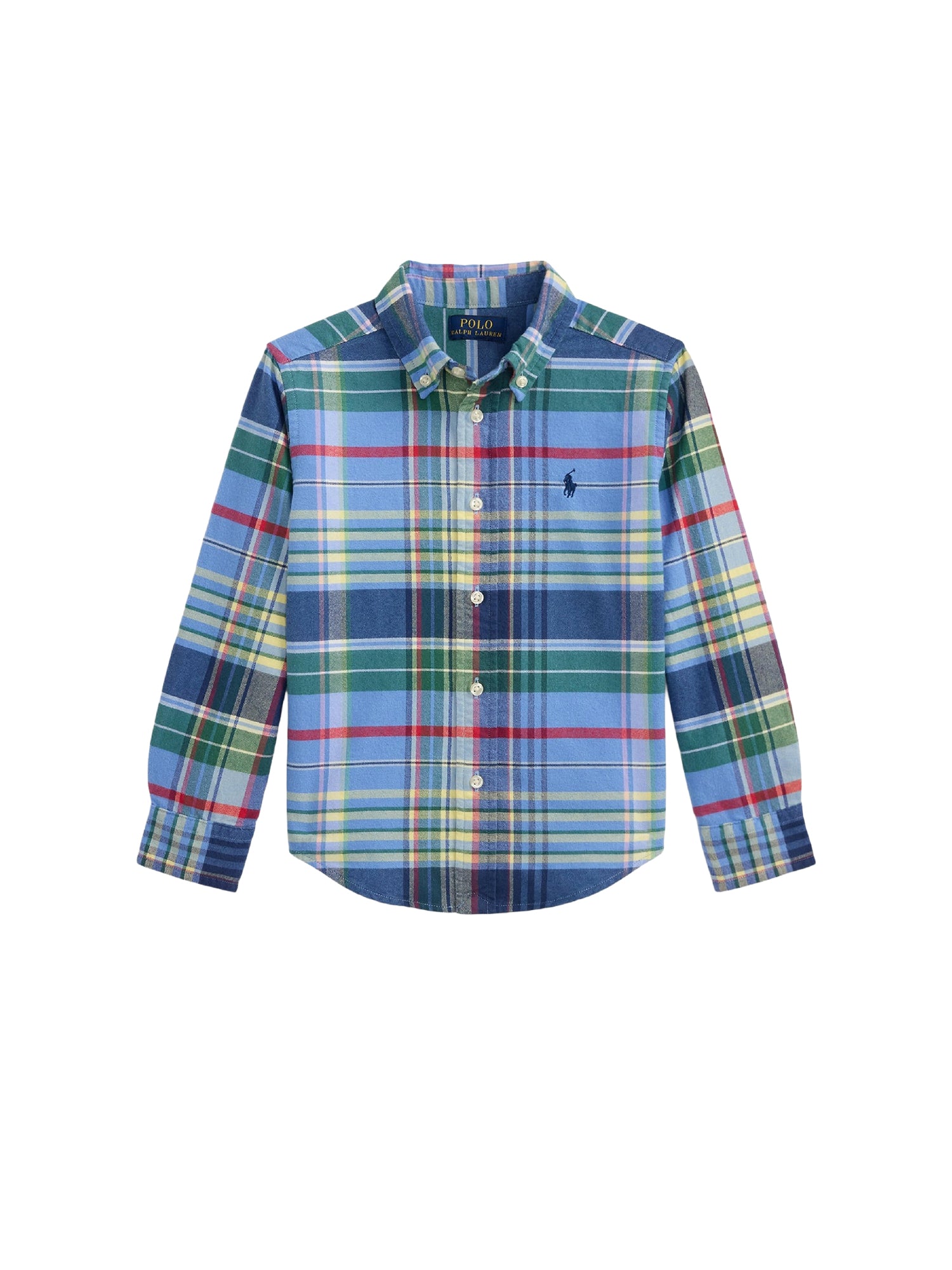 Chemise Oxford écossaise en coton gratté - Blue, Yellow & Multicolore
