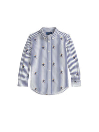 Chemise rayée Polo Bear en popeline coton - Bear, Navy & White