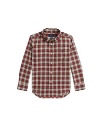 Chemise écossaise en popeline de coton - Cream, Red & Multicolore