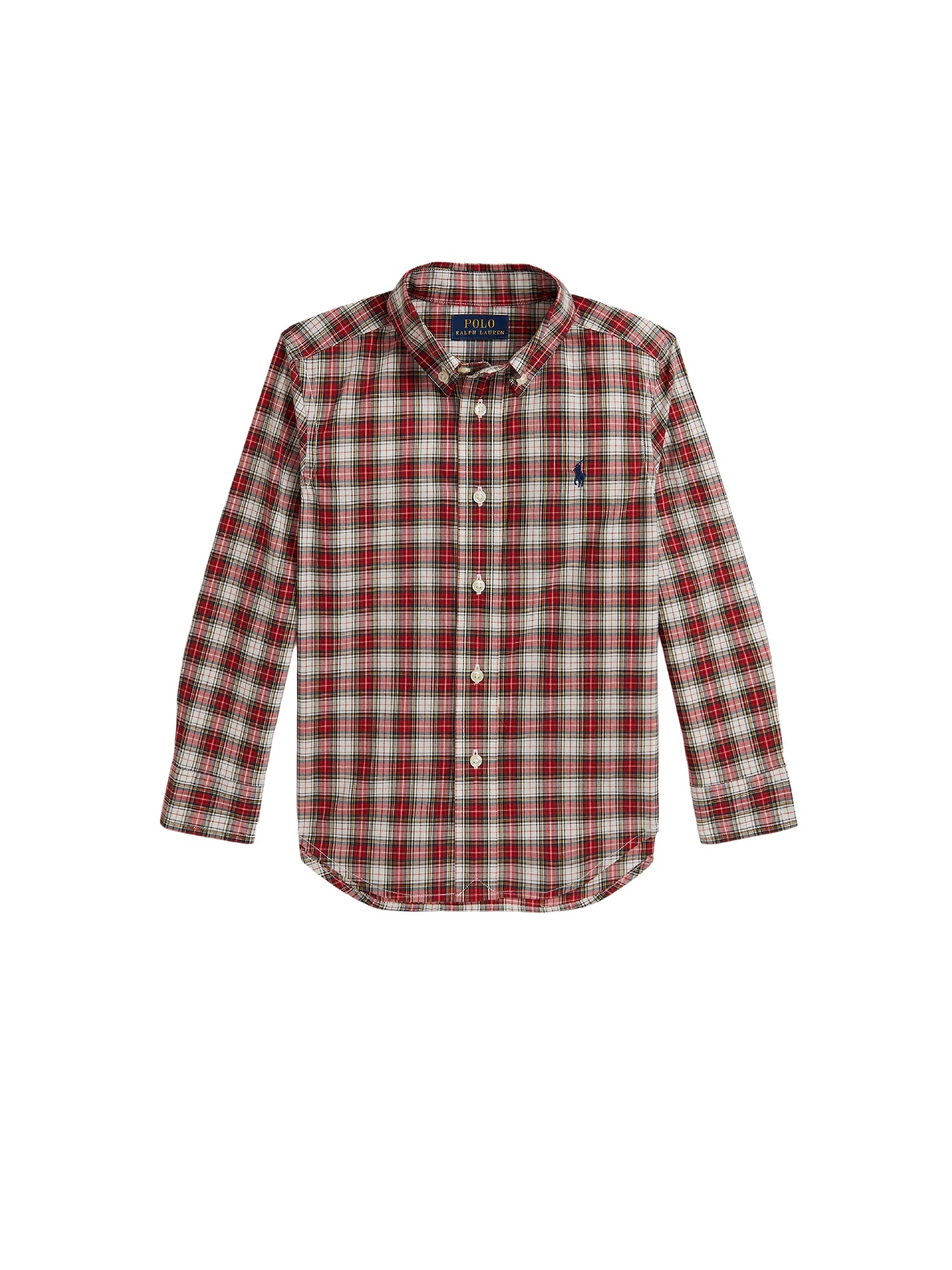 Chemise écossaise en popeline de coton - Cream, Red & Multicolore