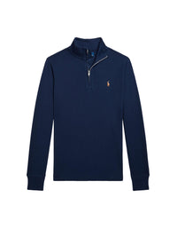 Pull demi-zippé en coton interlock - Refined Navy