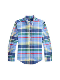 Chemise Oxford écossaise en coton gratté - Blue, Yellow & Multicolore