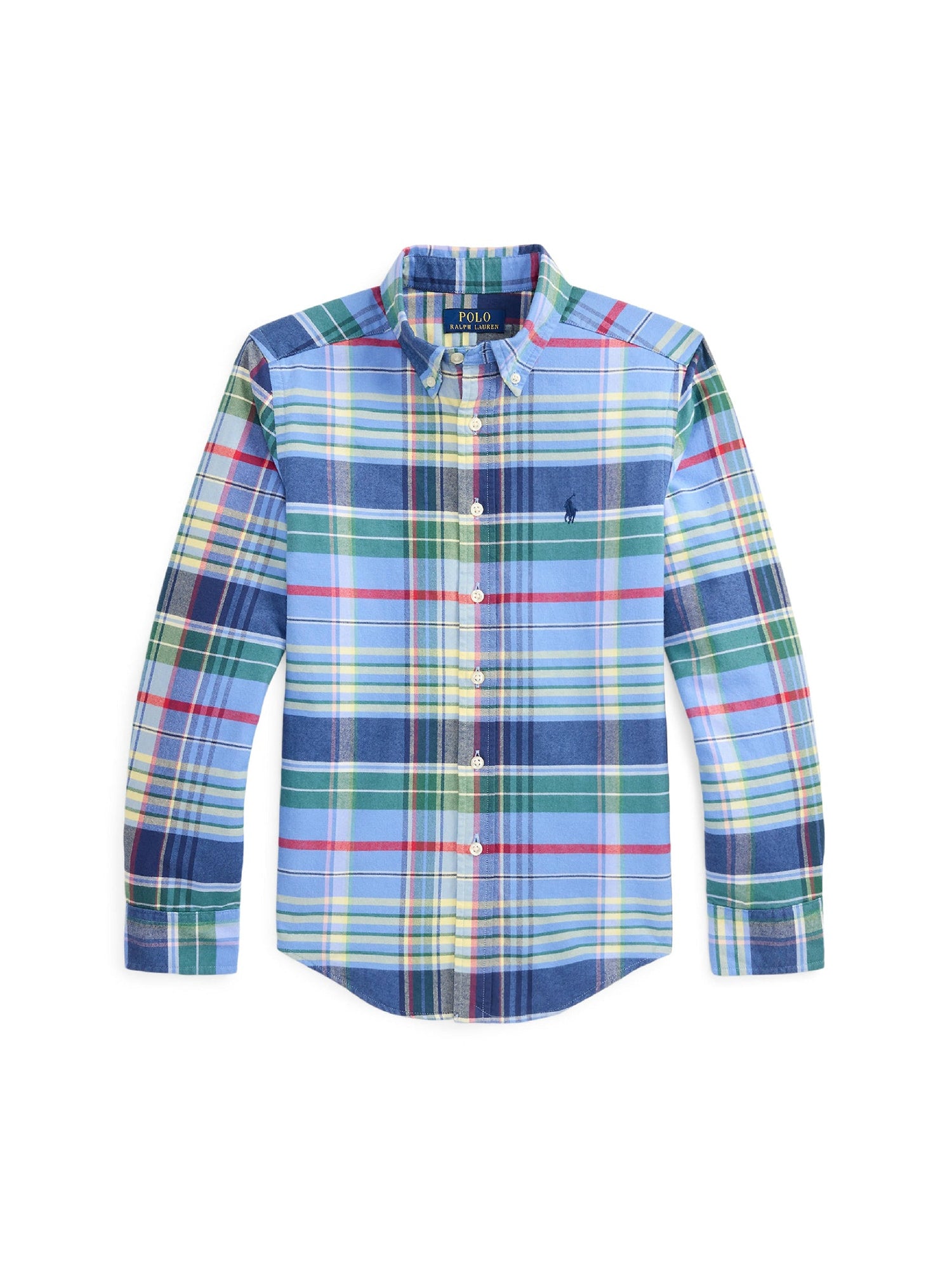 Chemise Oxford écossaise en coton gratté - Blue, Yellow & Multicolore