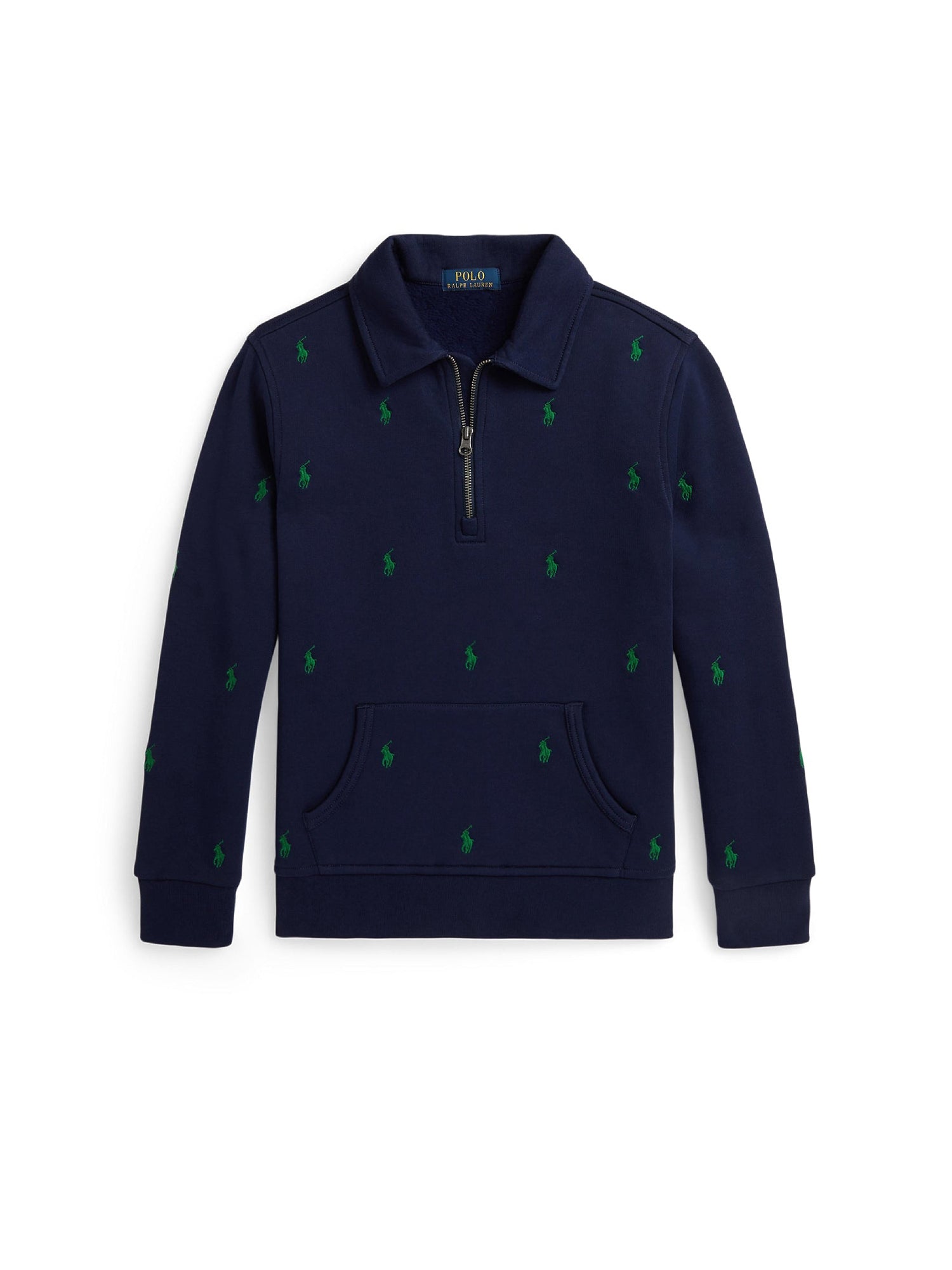 Sweater with collar and pony Fleece polo shirt - Refined Navy