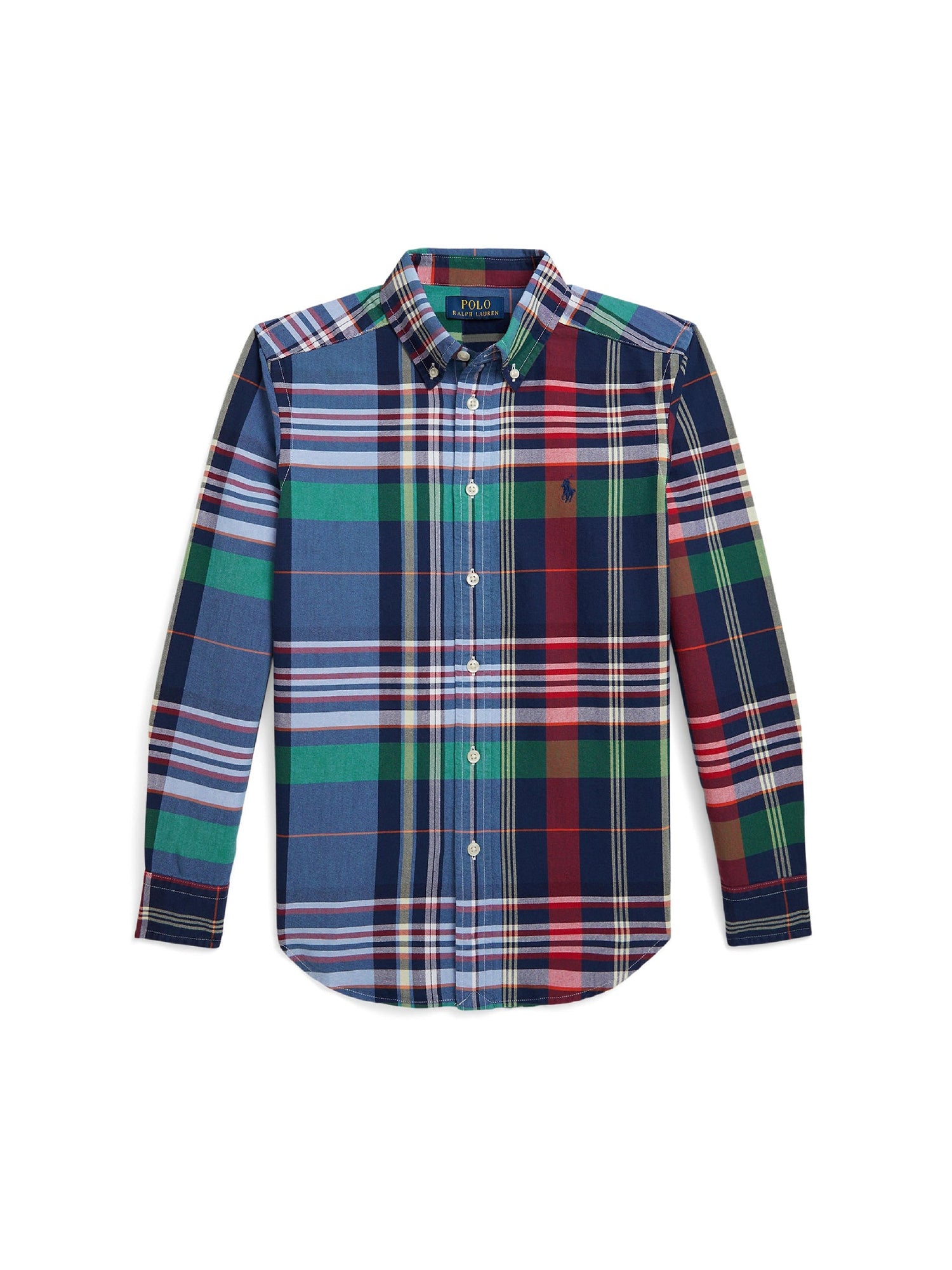 Cotton tartan oxford shirt - Blue Red & Multicolour