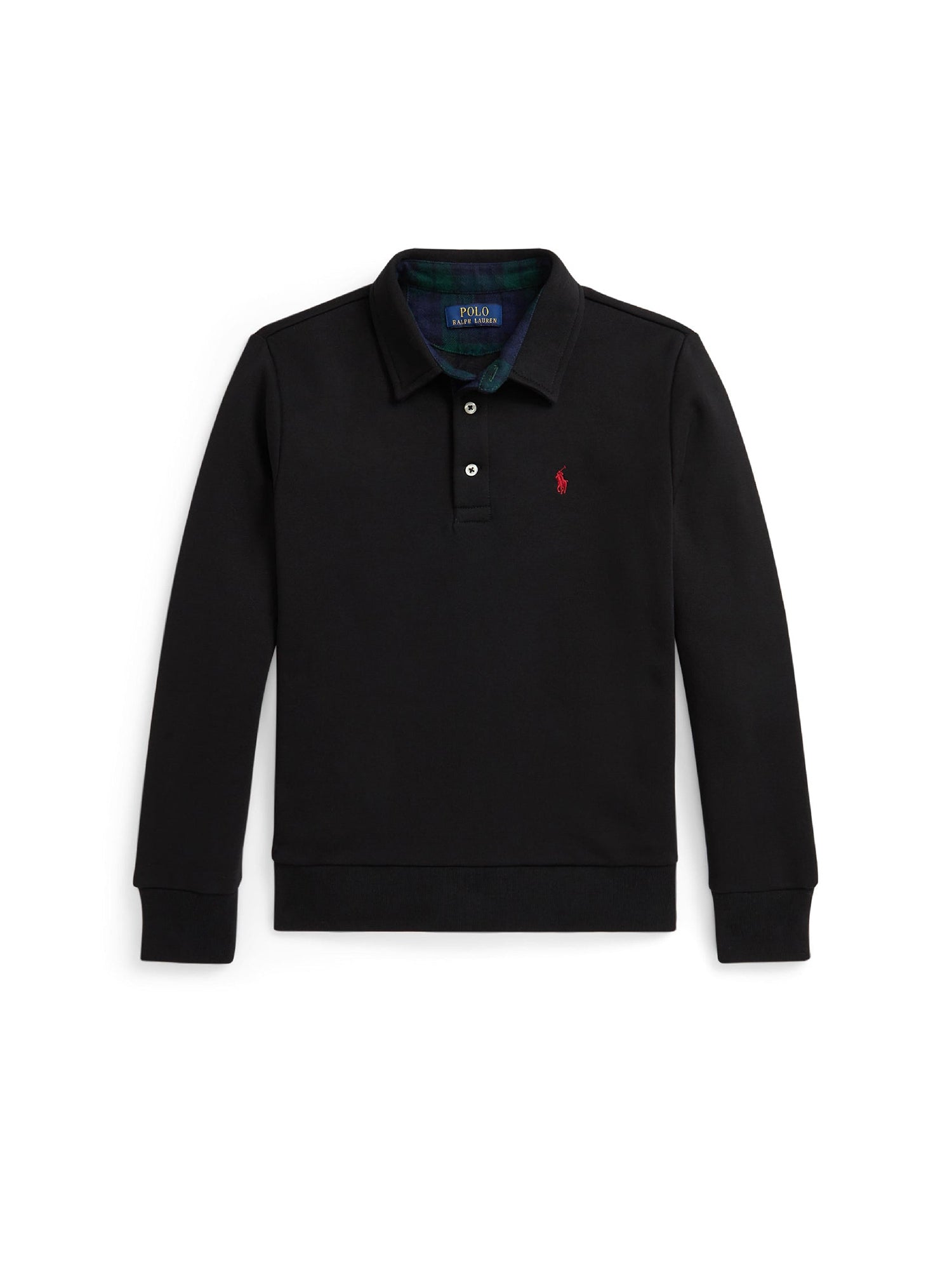 Sweat col polo à motif écossais - Polo Black