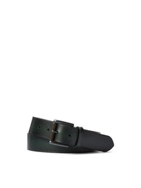 Ceinture à boucle rouleau en cuir - Racing Green