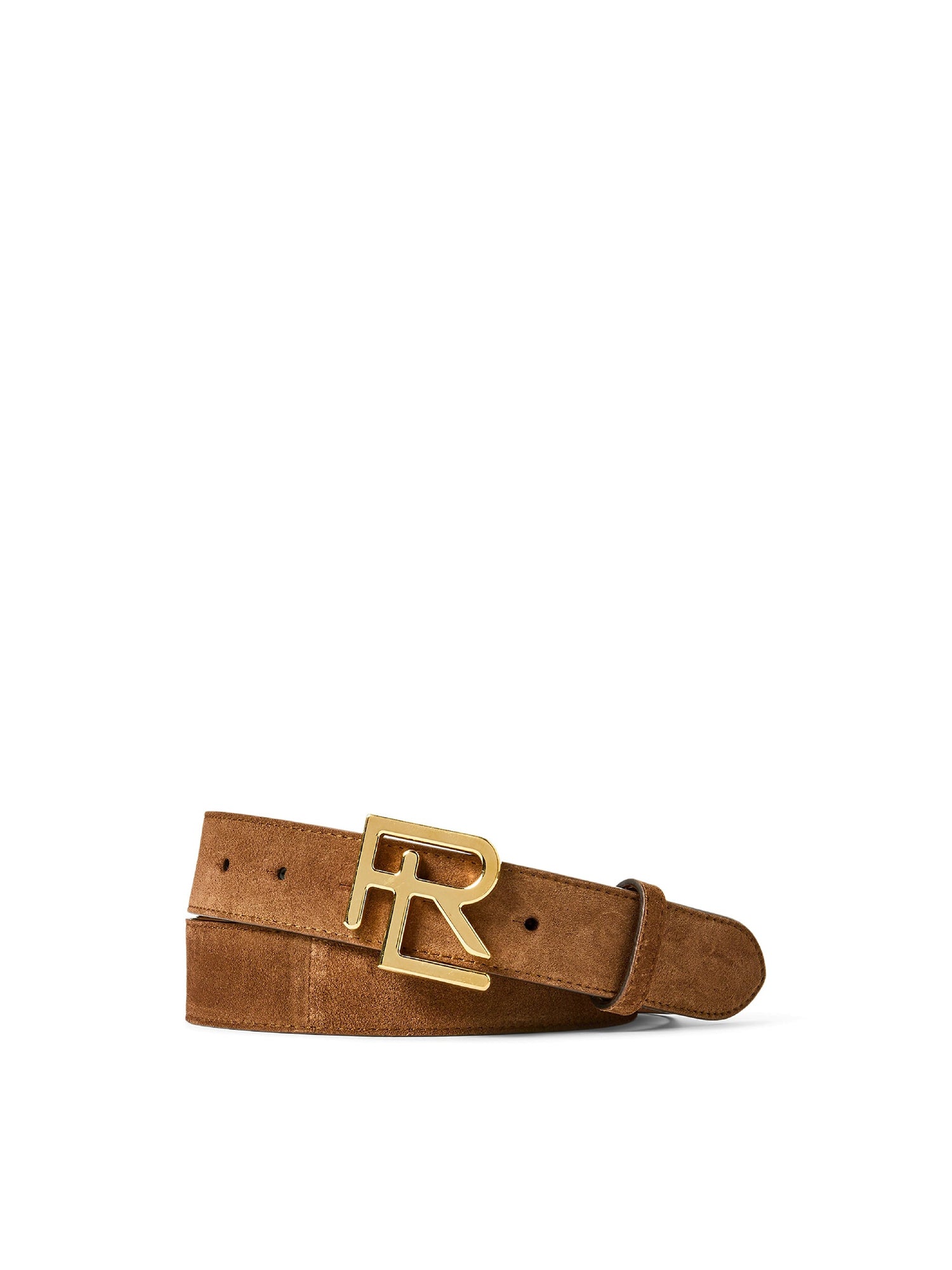 Ceinture à boucle RL en daim - Chestnut Brown