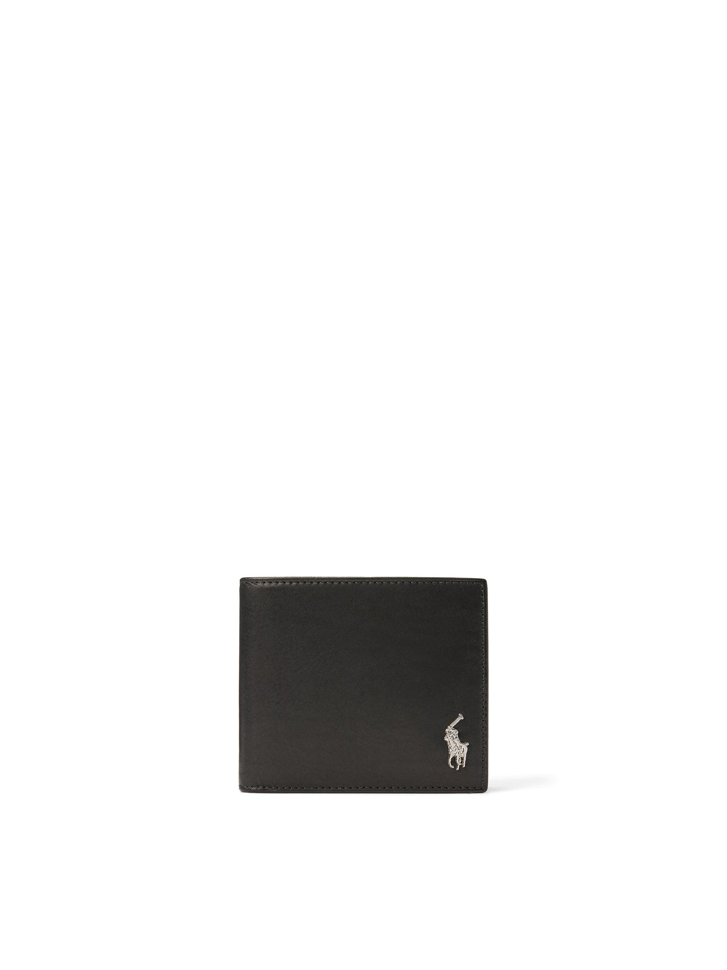 Portefeuille à plaque poney en cuir - Black