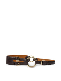 Leather ring belt - Chocolate