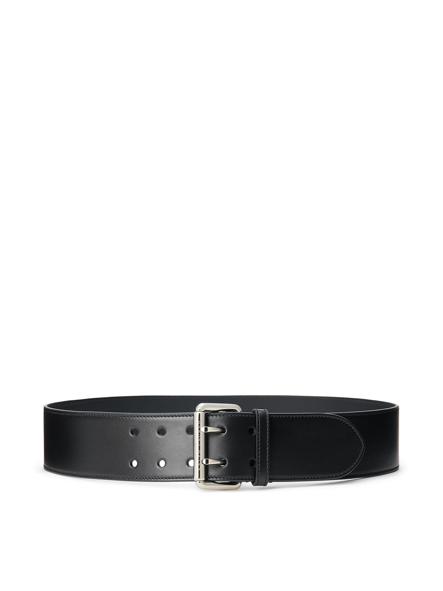Ceinture à double ardillon en cuir - Black