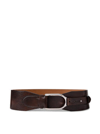 Patinated Welington belt with leather lapels - Vintage Brown