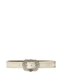 Ceinture à boucle en cuir gauffré - Lux Cream
