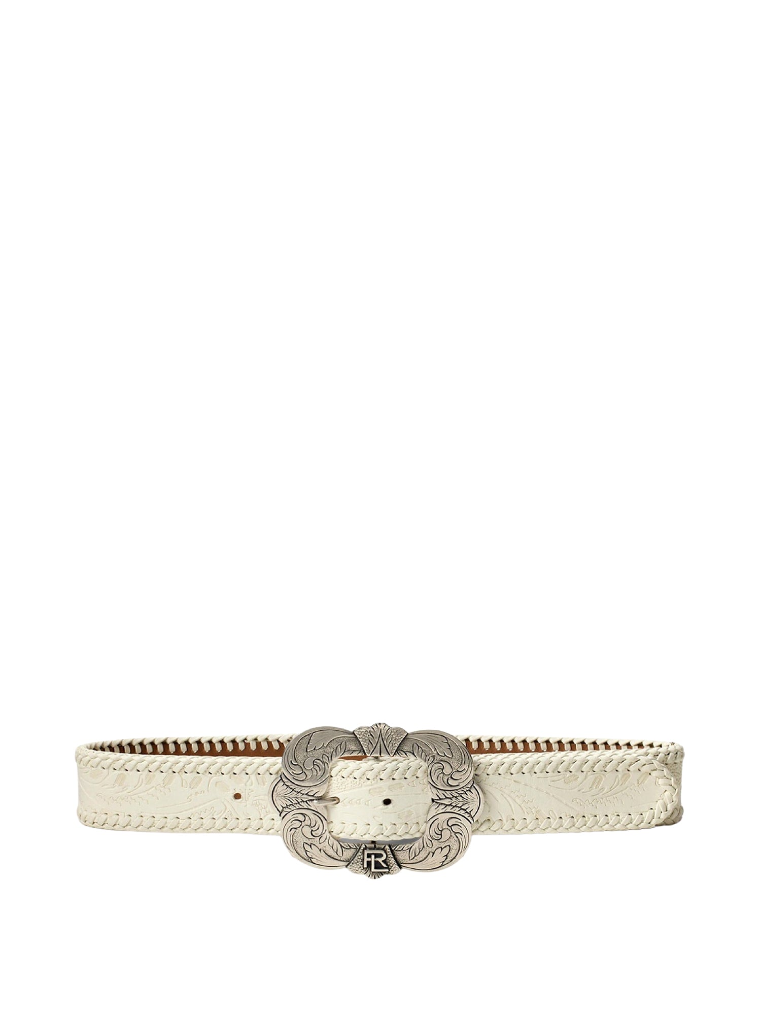 Ceinture à boucle en cuir gauffré - Lux Cream