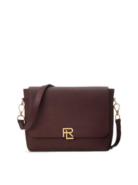 RL messenger bag in chagrin leather - Luggage Brown