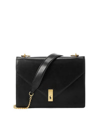 Pochette Polo ID en cuir à chaîne - Black