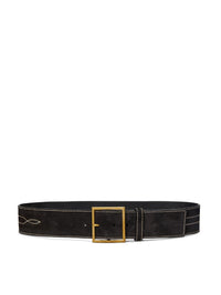 Ceinture large western en cuir - Black