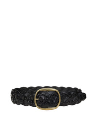 Ceinture à deux tresses en cuir - Black