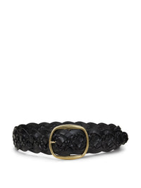 Ceinture à deux tresses en cuir - Black
