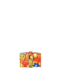 Porte-cartes à motif fleuri en cuir - Multicolore