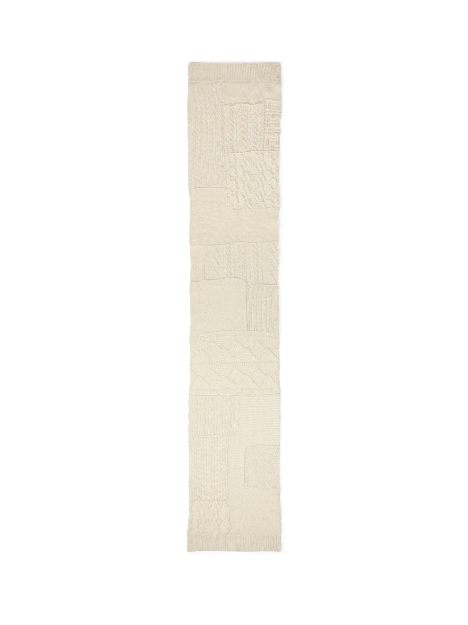 Embellished patchwork scarf in wool and cashmere blend - Classic Cream