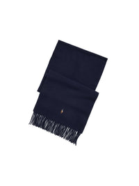 Écharpe à franges en laine vierge - Hunter Navy