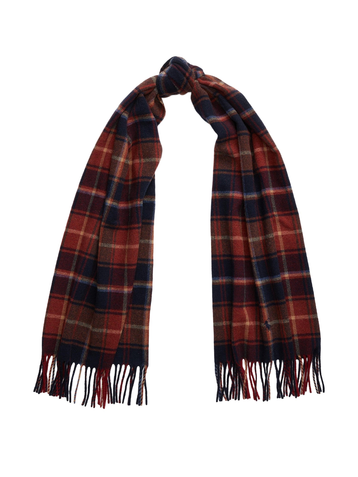 Écharpe écossaise frange en laine et cachemire mélangé - Red & Multicolore
