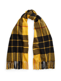 Large wool tartan fringed scarf - Yellow Plaid