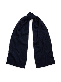 Wool cable knit scarf - Hunter Navy