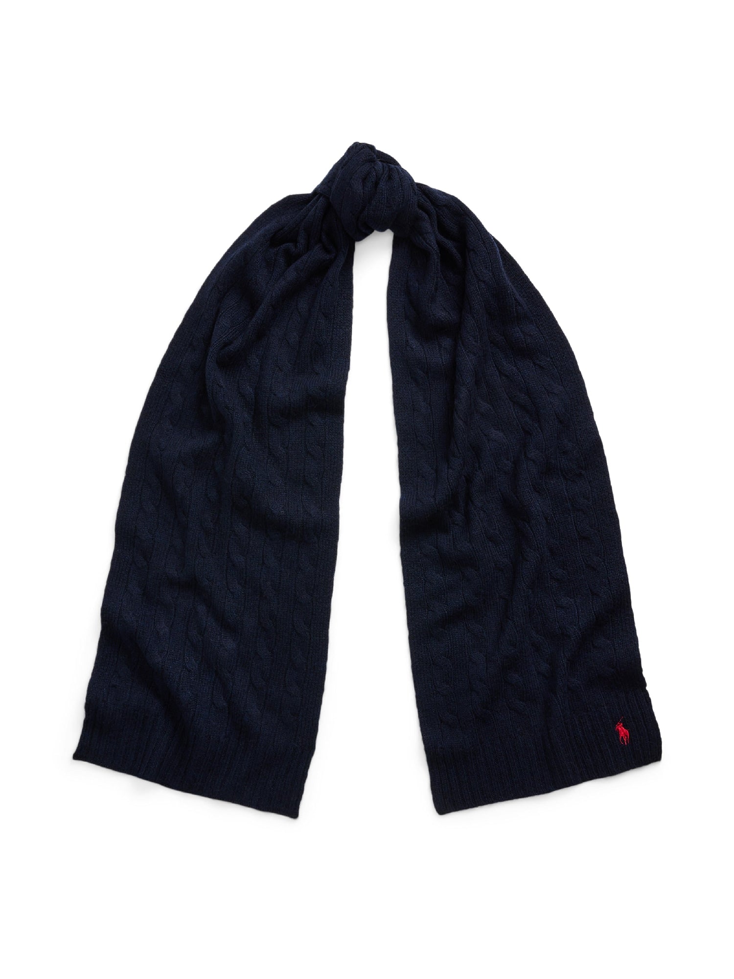 Wool cable knit scarf - Hunter Navy