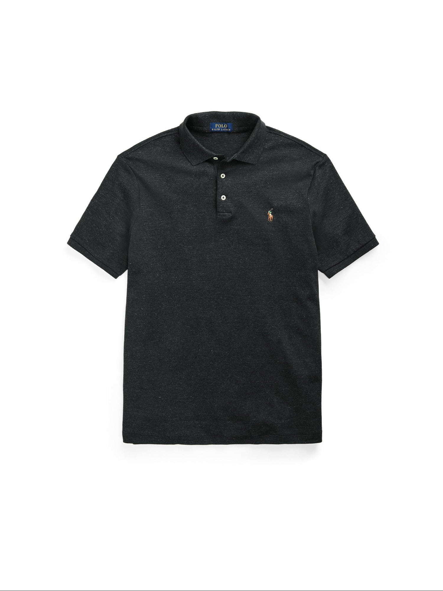 Polo en coton doux coupe ajustée - Black Marl Heather