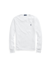 Pull col rond en coton gaufré - White