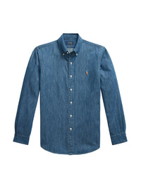 Chemise workwear ajustée en chambray - Dark Wash