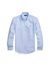 Chemise rayée Custom Fit en lin - Blue & White