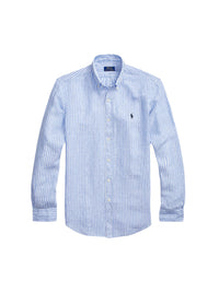 Chemise rayée Custom Fit en lin - Blue & White